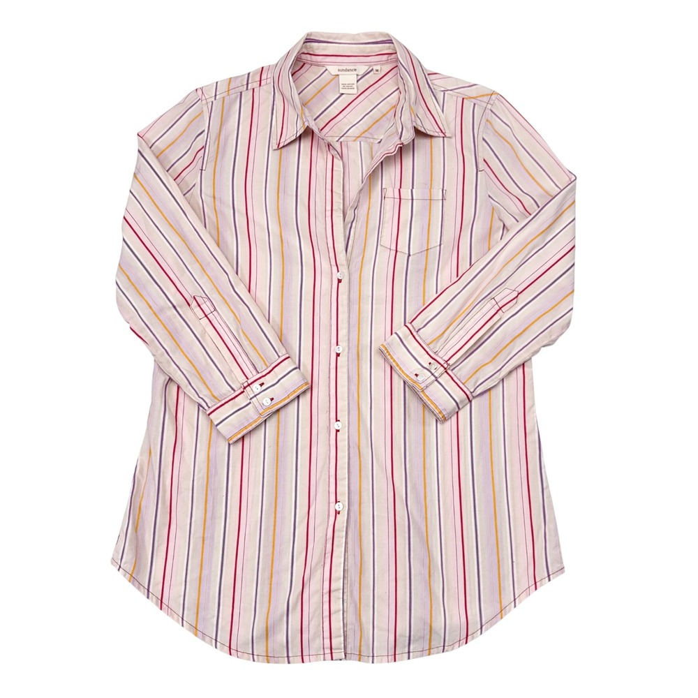 Sundance Button Front Shirt Womens Size Medium Multicolor Striped Academia